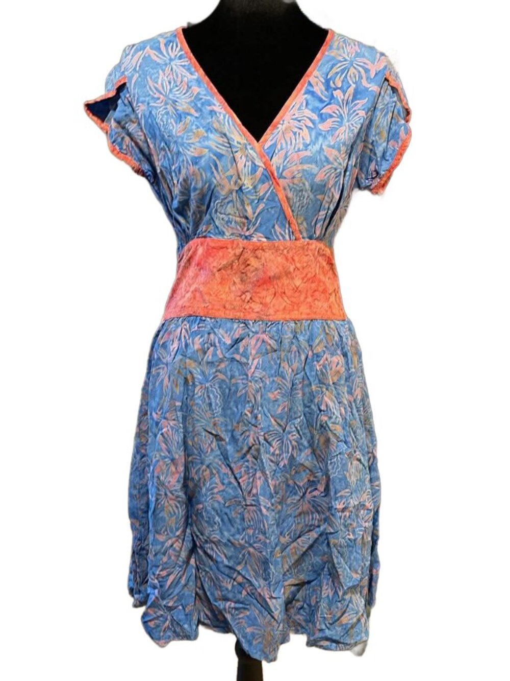 LAST CHANCE Go Fish Batik Faux Wrap Dress